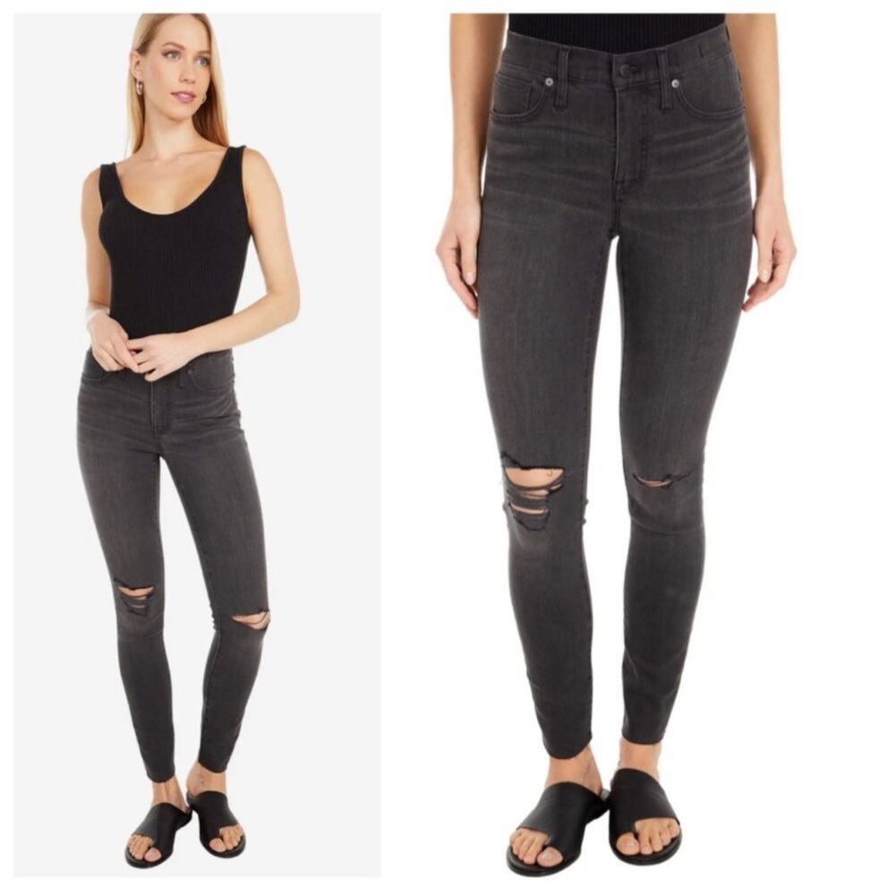 Madewell Jeans‎ Curvy High Rise Skinny 29 Distressed Gray Stretch